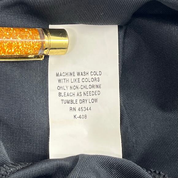 Vintage Bali Studio Nylon Stretch Waist Knee Length Side Slit Basic Black Slip - Picture 7 of 9